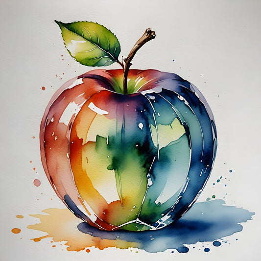 Crystal Apple Glass Sculpture Wall Art – Elegant Still Life Print - Byeutifull Art