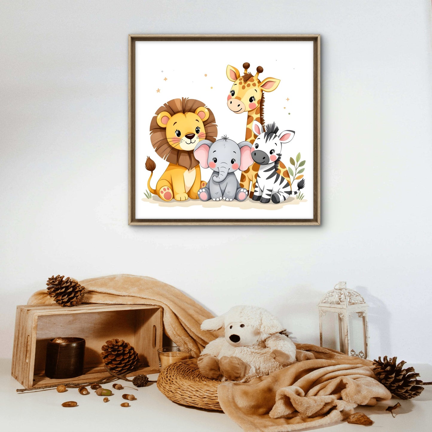 Safari Animals Nursery Wall Art | Cute Jungle Animal Print - Byeutifull Art