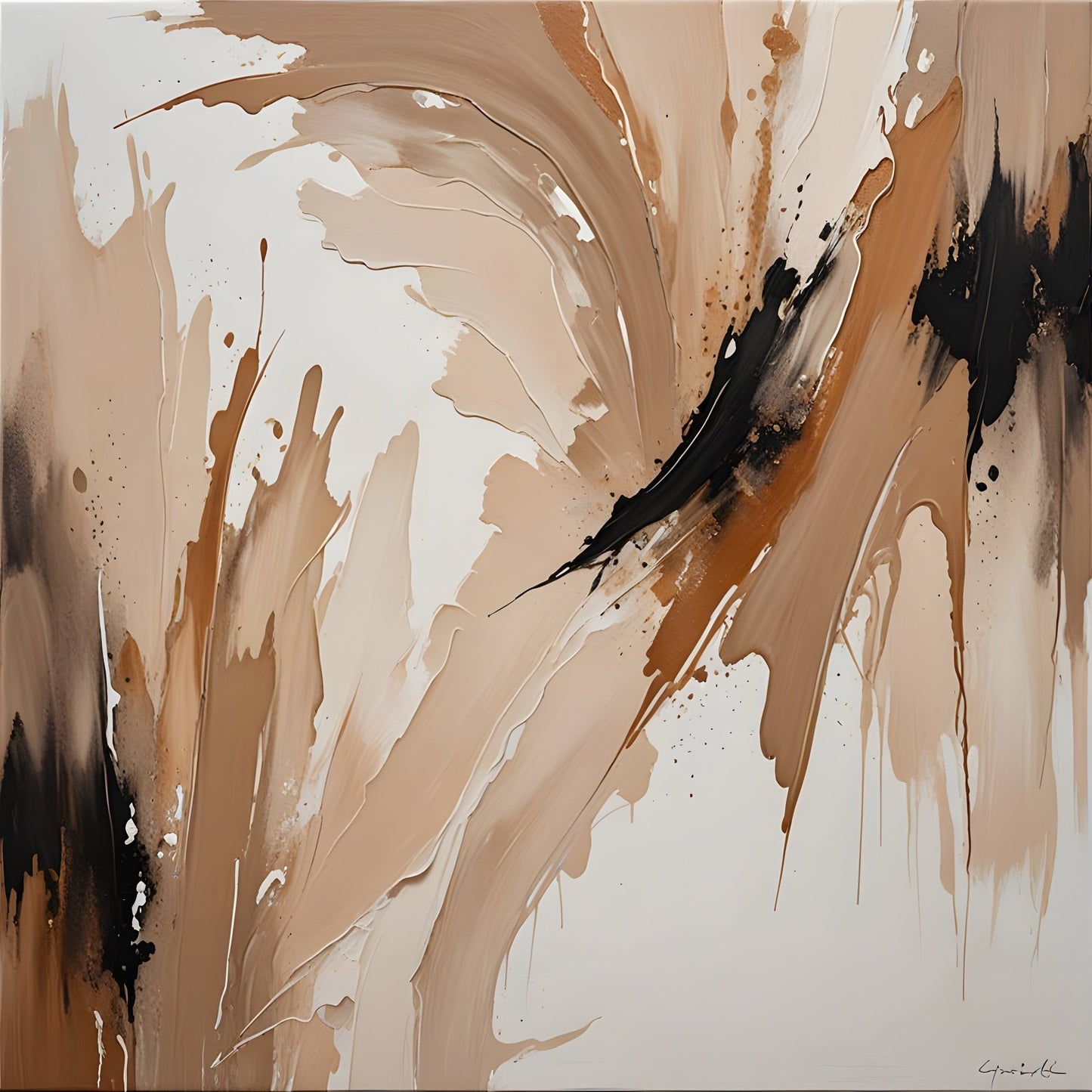 Beige Abstract Wall Art – Quiet Luxury Minimalist Square Art Print