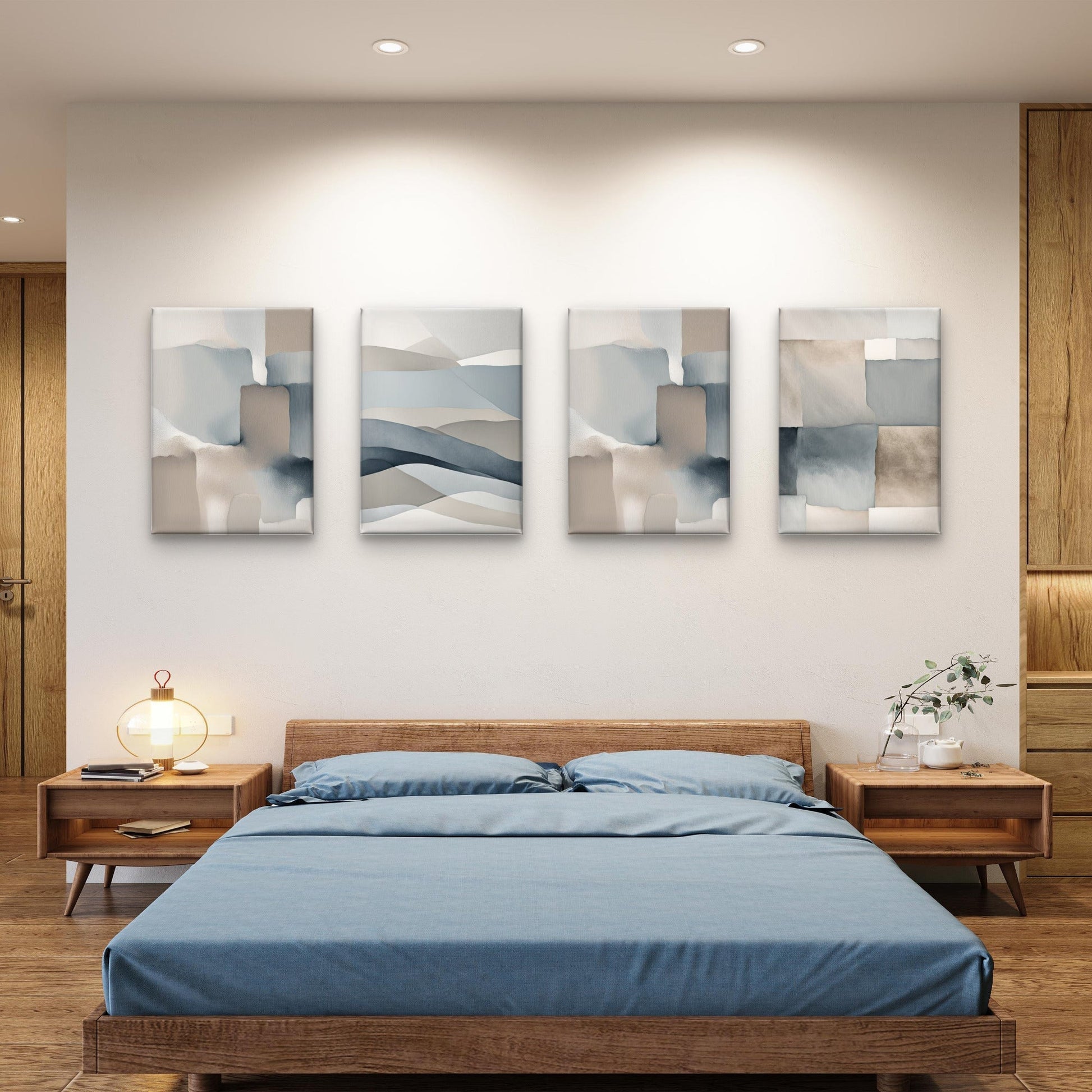 Abstract Neutral Wall Art Set of 4 – Modern Minimalist Gallery Wall - Byeutifull Art
