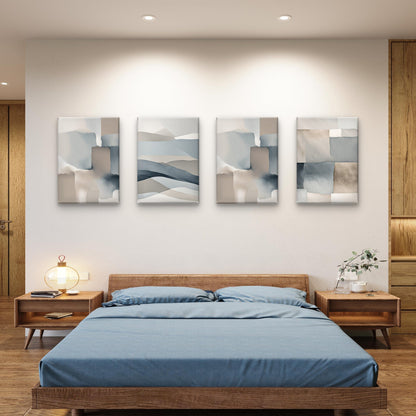 Abstract Neutral Wall Art Set of 4 – Modern Minimalist Gallery Wall - Byeutifull Art
