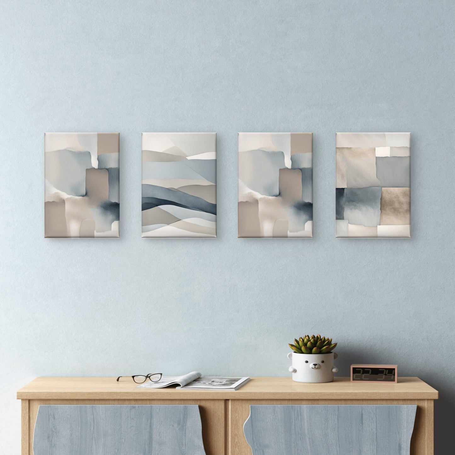 Abstract Neutral Wall Art Set of 4 – Modern Minimalist Gallery Wall - Byeutifull Art