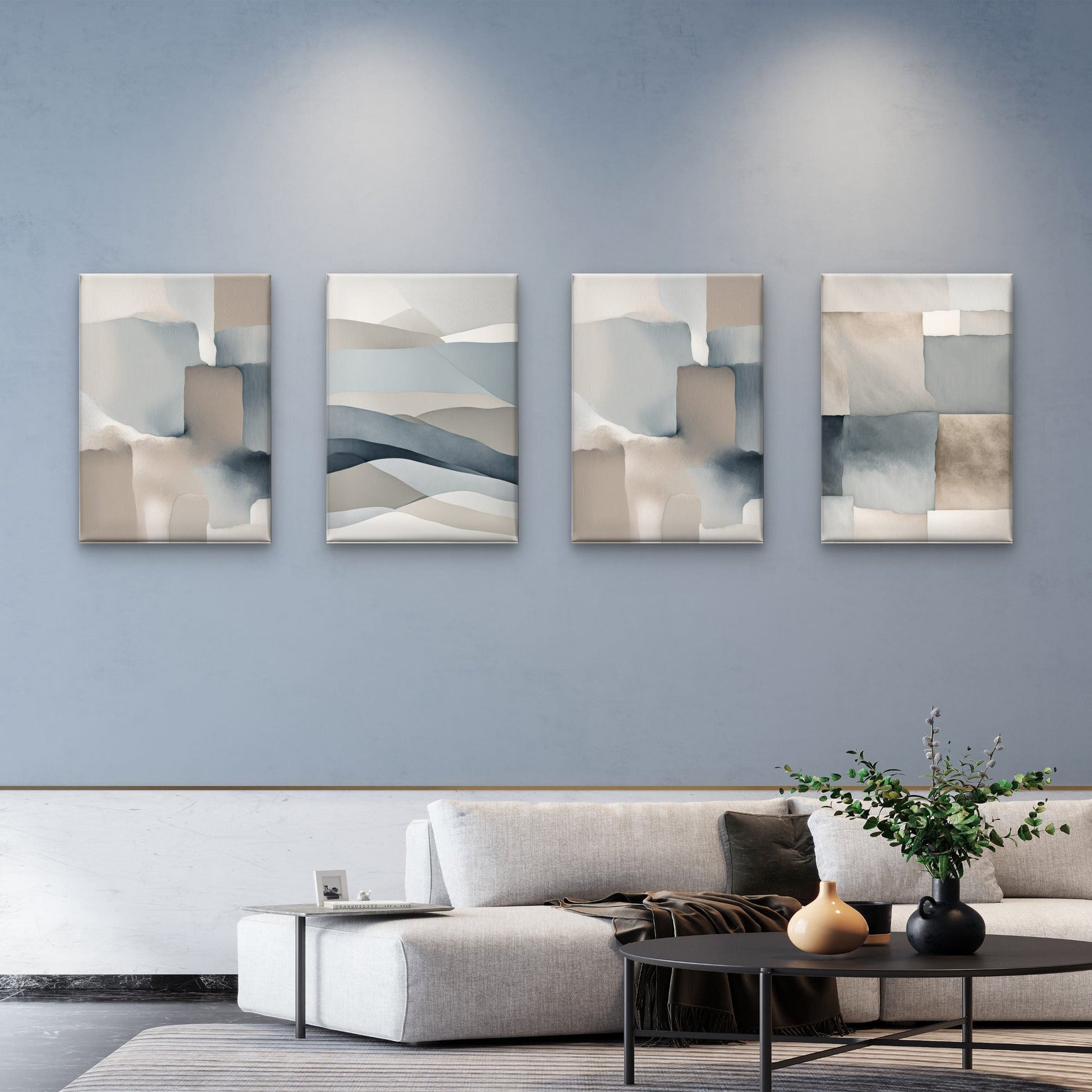 Abstract Neutral Wall Art Set of 4 – Modern Minimalist Gallery Wall - Byeutifull Art