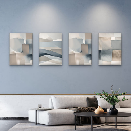 Abstract Neutral Wall Art Set of 4 – Modern Minimalist Gallery Wall - Byeutifull Art