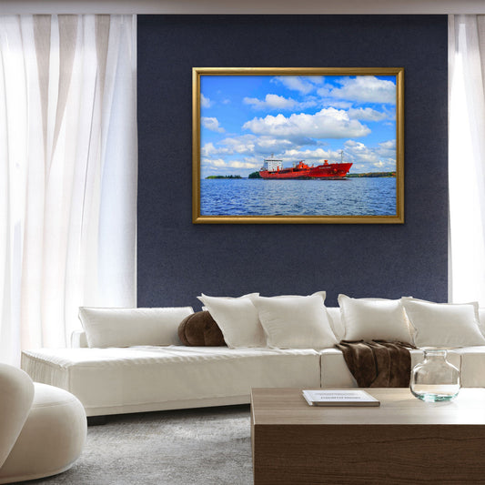 Atlantic Spirit — Red Tanker on the St. Lawrence River Photography Print - Byeutifull Art