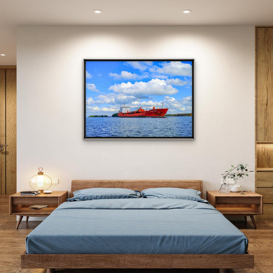 Atlantic Spirit — Red Tanker on the St. Lawrence River Photography Print - Byeutifull Art