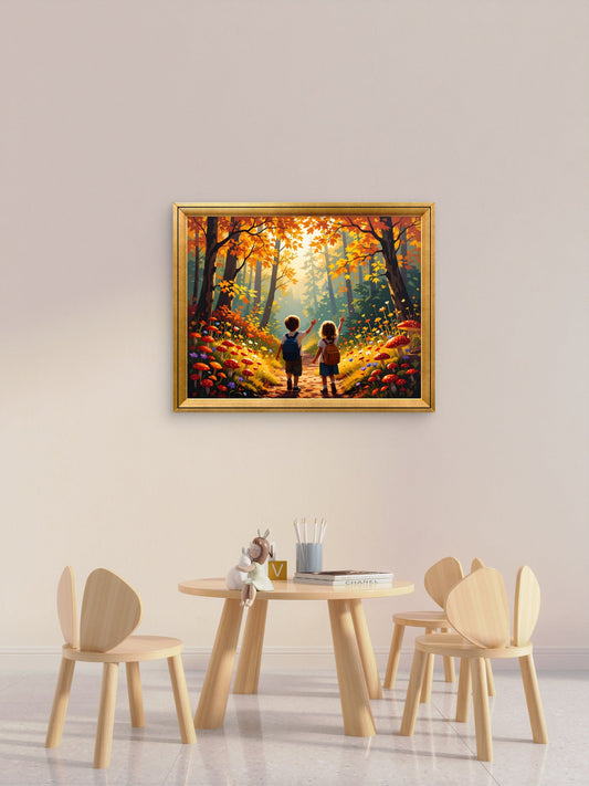 Autumn Forest Adventure Wall Art – Children’s Nursery Art Print - Byeutifull Art