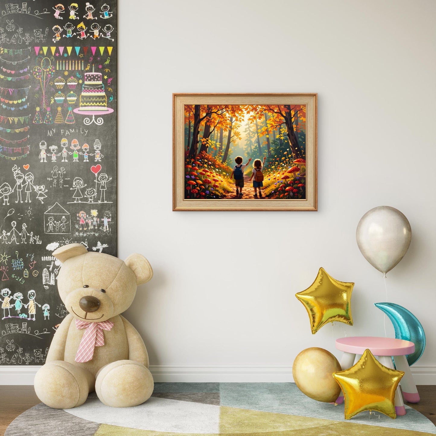 Autumn Forest Adventure Wall Art – Children’s Nursery Art Print - Byeutifull Art