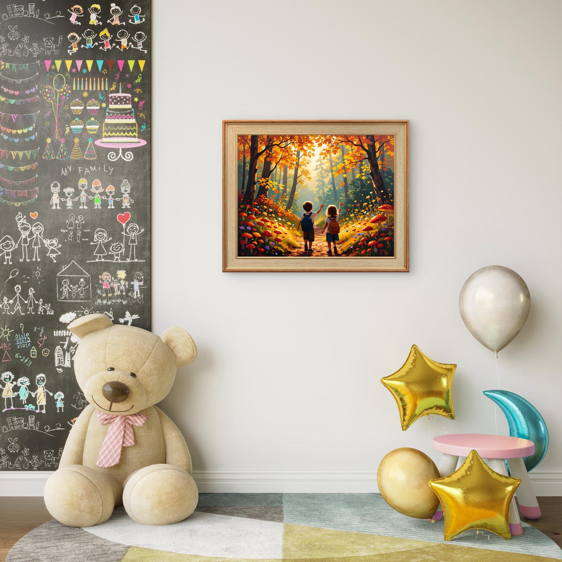 Autumn Forest Adventure Wall Art – Children’s Nursery Art Print - Byeutifull Art