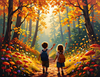 Autumn Forest Adventure Wall Art – Children’s Nursery Art Print - Byeutifull Art