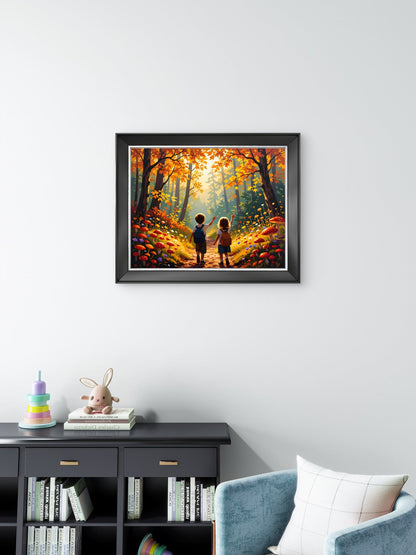 Autumn Forest Adventure Wall Art – Children’s Nursery Art Print - Byeutifull Art