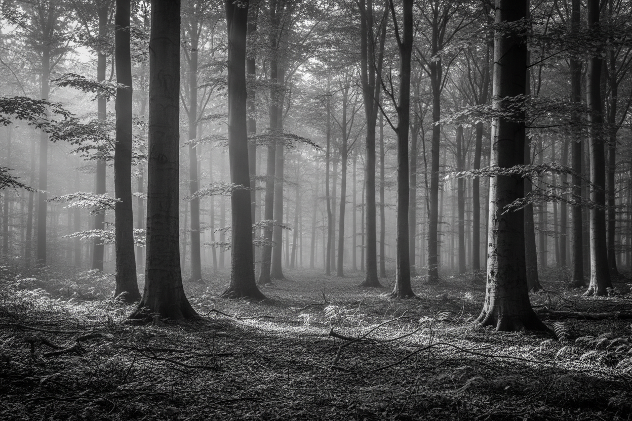 Black & White forest scene