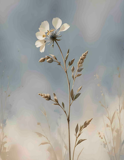 Blue Botanical Wall Art Set of 3 – Neutral Floral Prints – Modern Living Room & Bedroom Decor - Byeutifull Art