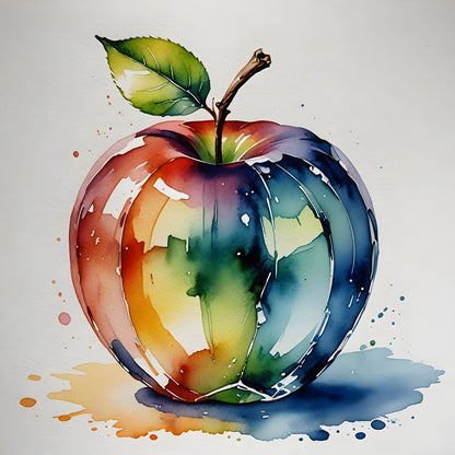 Crystal Apple Glass Sculpture Wall Art – Elegant Still Life Print - Byeutifull Art