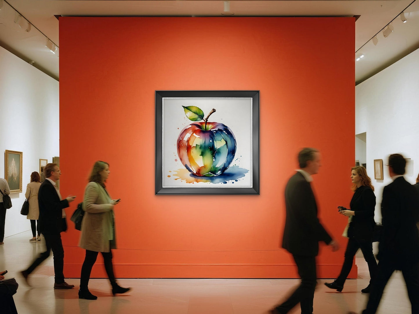 Crystal Apple Glass Sculpture Wall Art – Elegant Still Life Print - Byeutifull Art