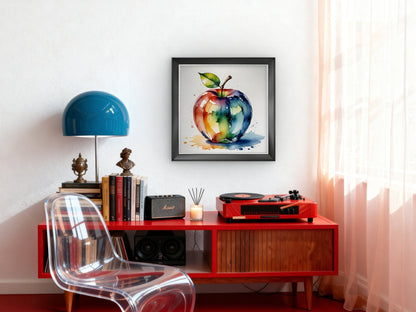 Crystal Apple Glass Sculpture Wall Art – Elegant Still Life Print - Byeutifull Art
