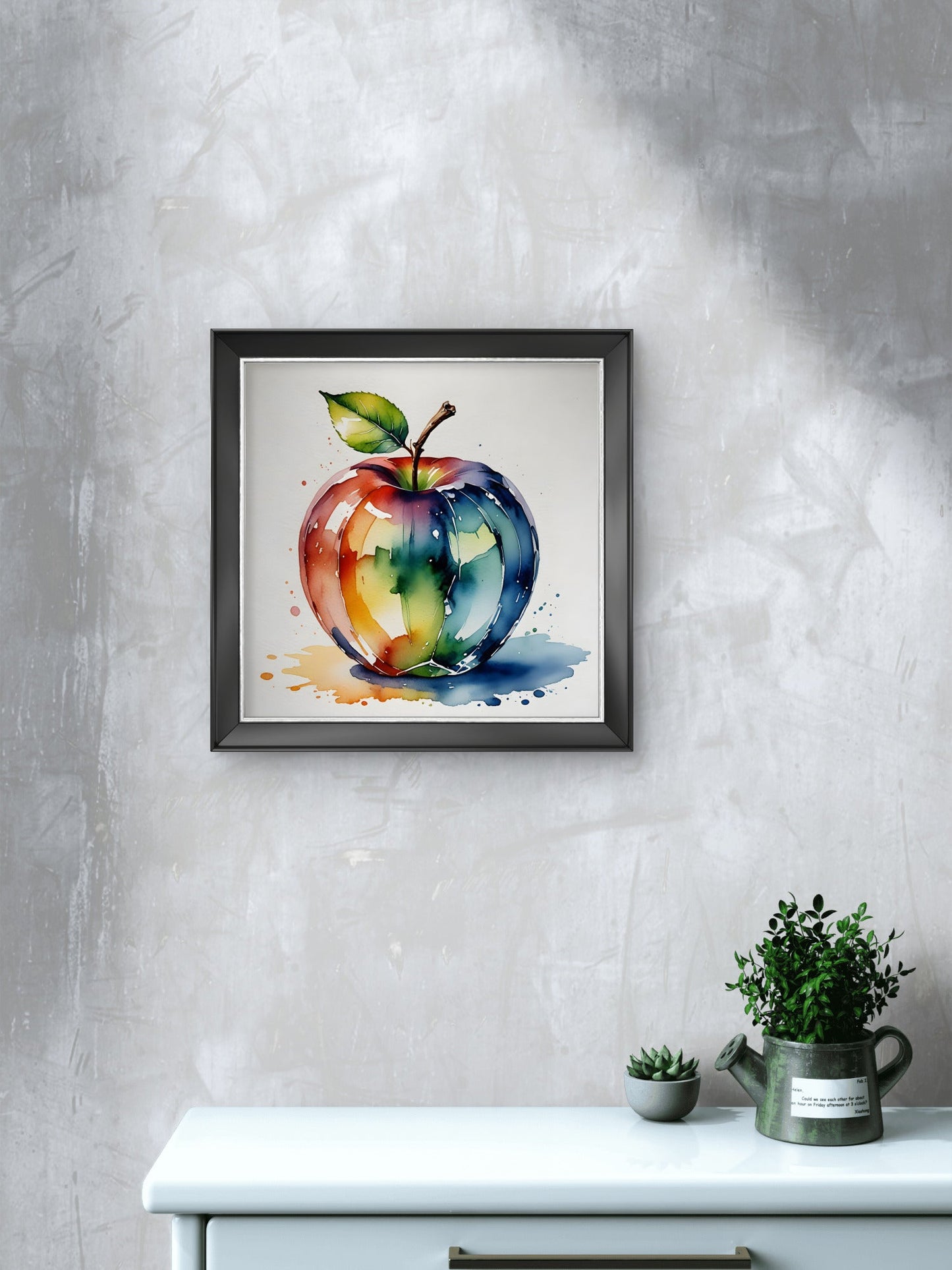 Crystal Apple Glass Sculpture Wall Art – Elegant Still Life Print - Byeutifull Art