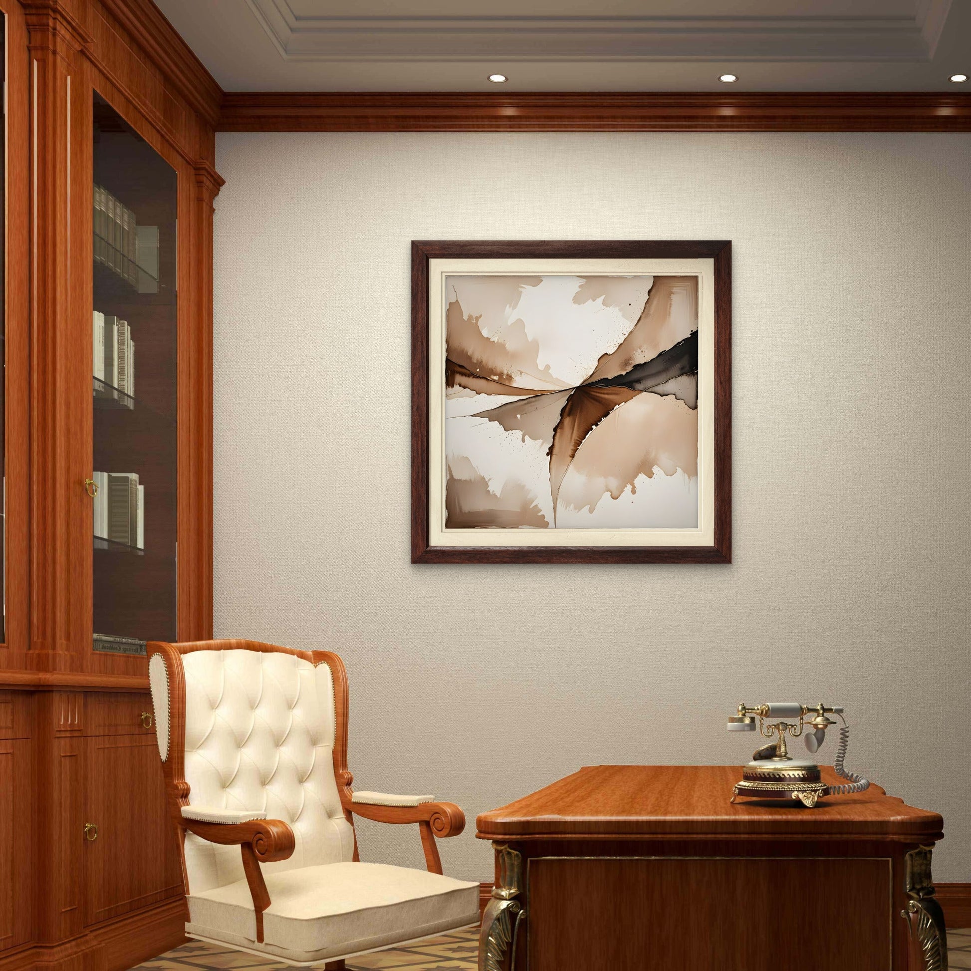 Elegant neutral abstract wall art in a quiet luxury minimalist style. - Byeutifull Art