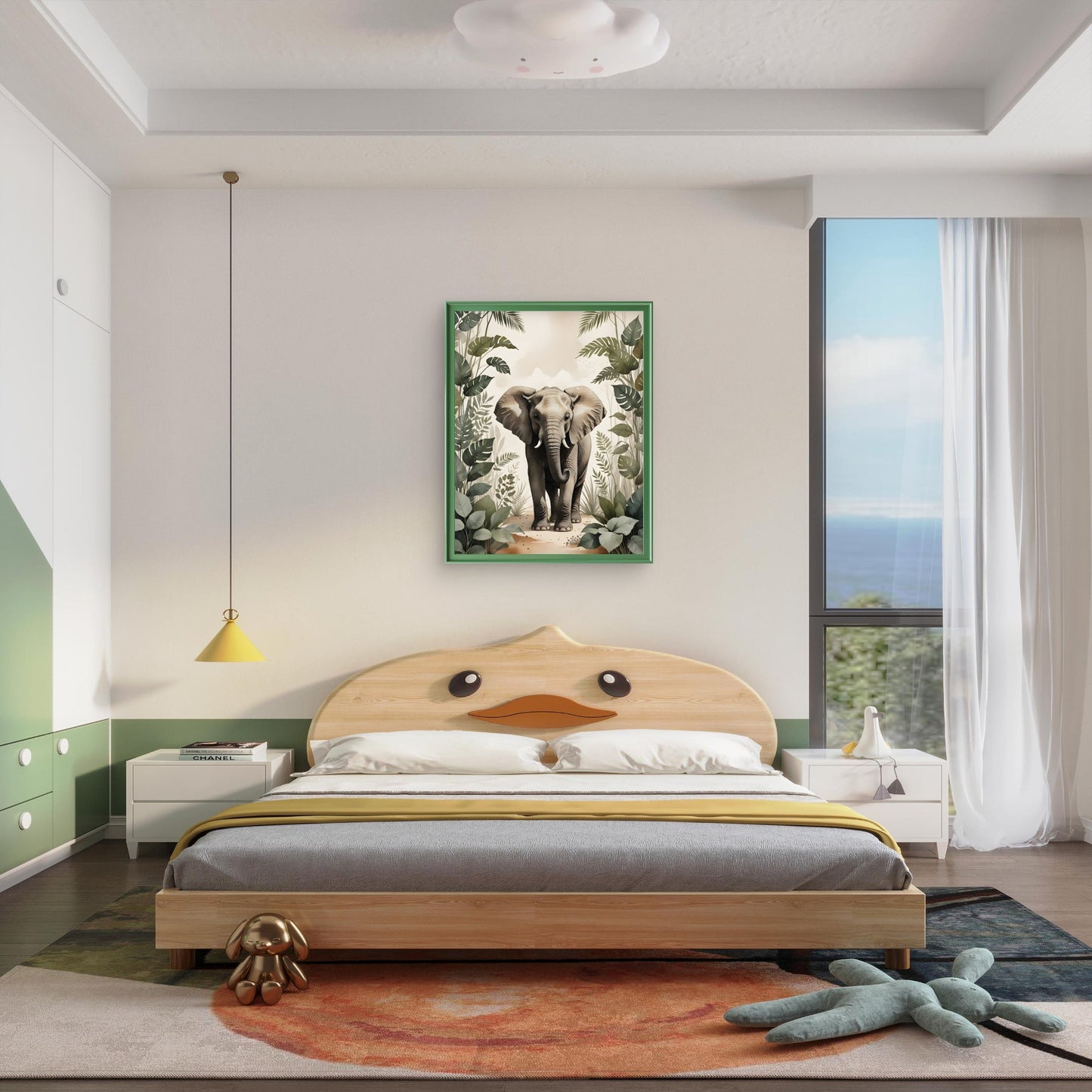 Elephant Nursery Wall Art – Neutral Safari Animal Jungle Print - Byeutifull Art