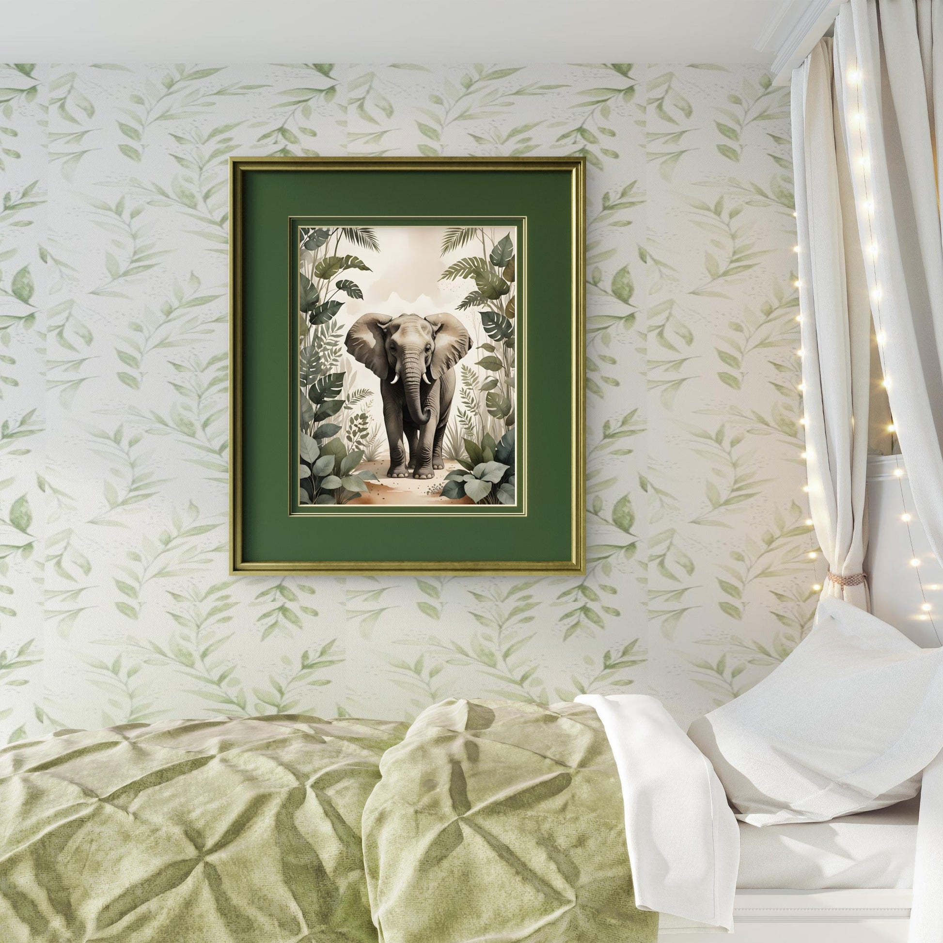 Elephant Nursery Wall Art – Neutral Safari Animal Jungle Print - Byeutifull Art