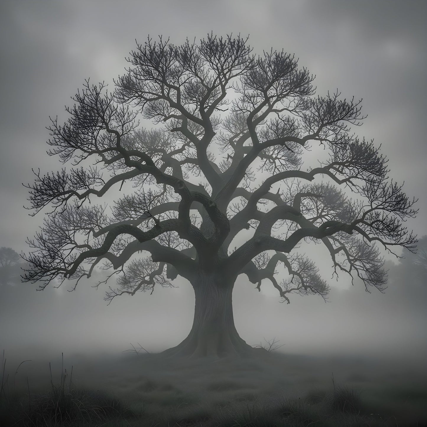 Foggy Forest Landscape Wall Art – Misty Nature Painting Print - Byeutifull Art