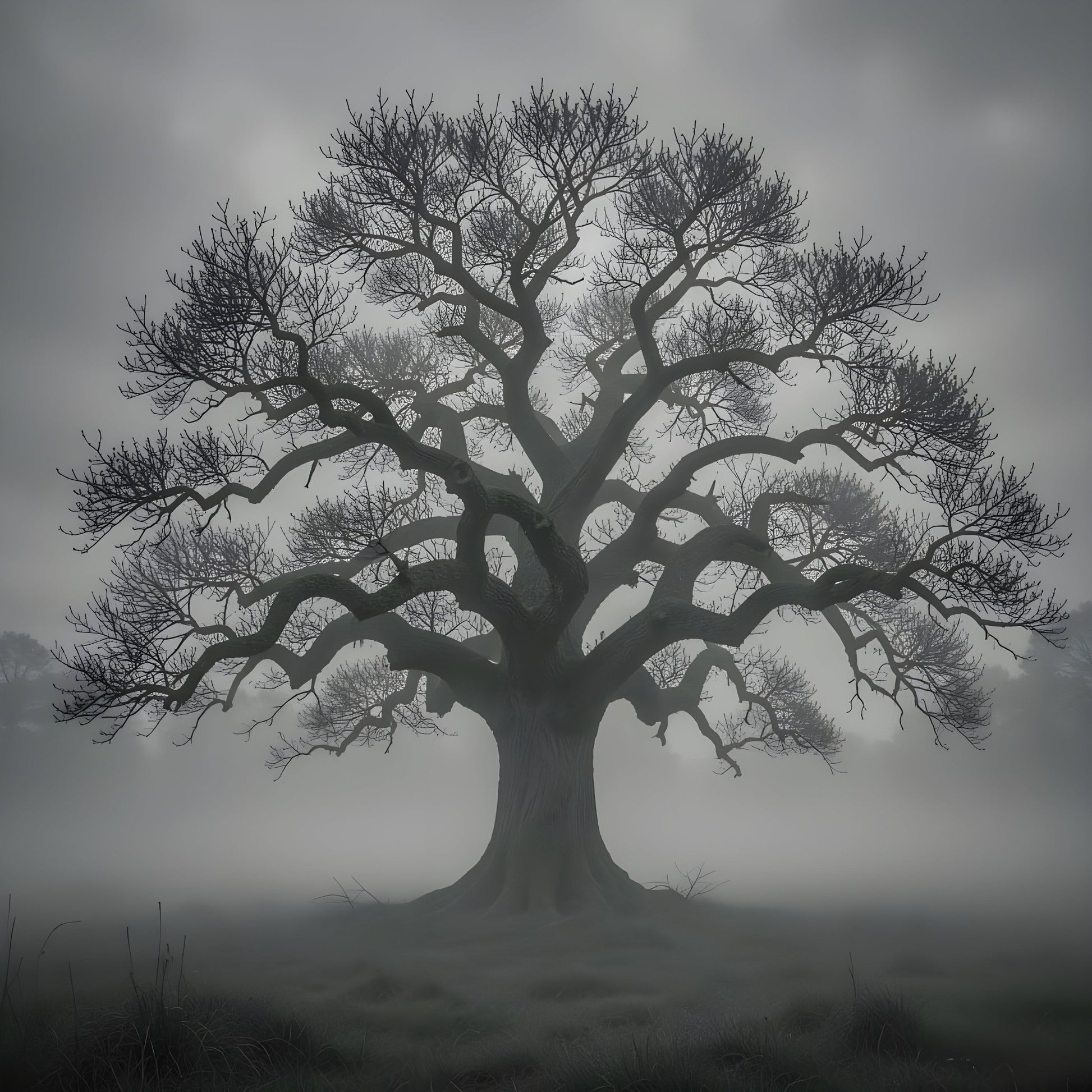 Foggy Forest Landscape Wall Art – Misty Nature Painting Print - Byeutifull Art