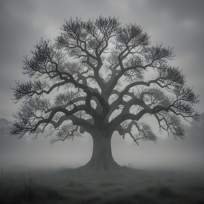 Foggy Forest Landscape Wall Art – Misty Nature Painting Print - Byeutifull Art