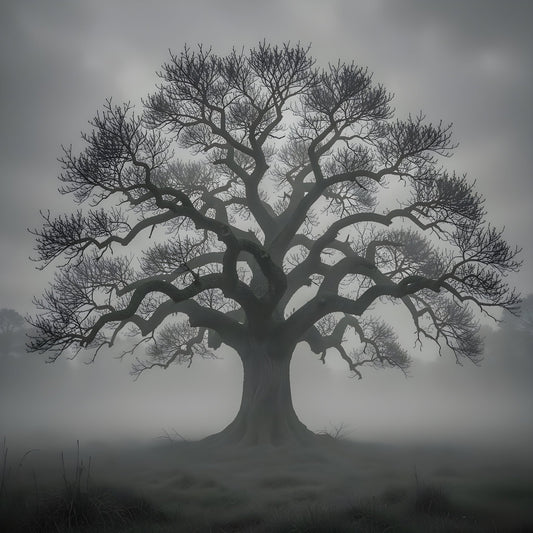 Foggy Forest Landscape Wall Art – Misty Nature Painting Print - Byeutifull Art