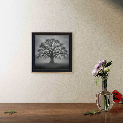 Foggy Forest Landscape Wall Art – Misty Nature Painting Print - Byeutifull Art