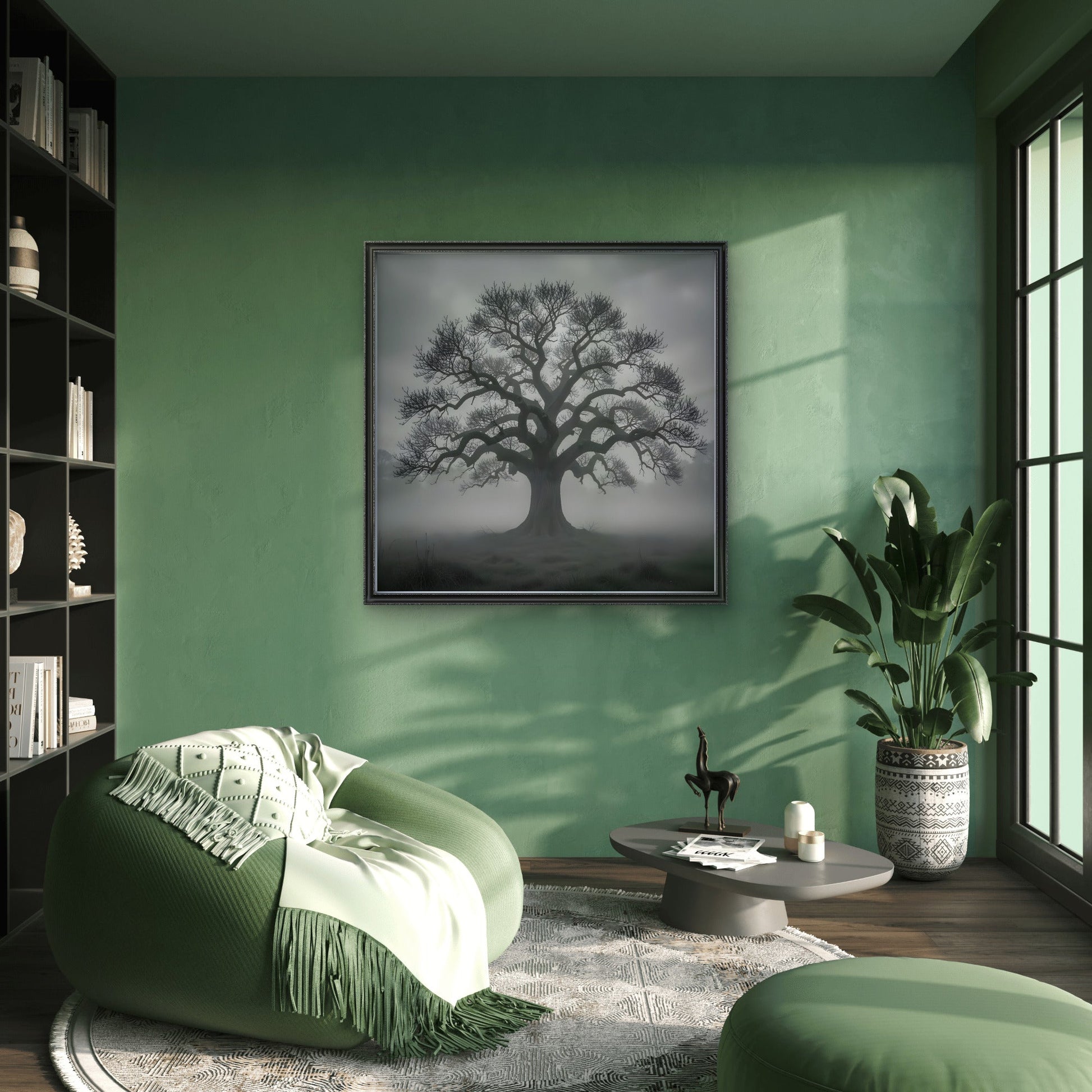 Foggy Forest Landscape Wall Art – Misty Nature Painting Print - Byeutifull Art