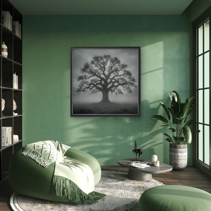 Foggy Forest Landscape Wall Art – Misty Nature Painting Print - Byeutifull Art