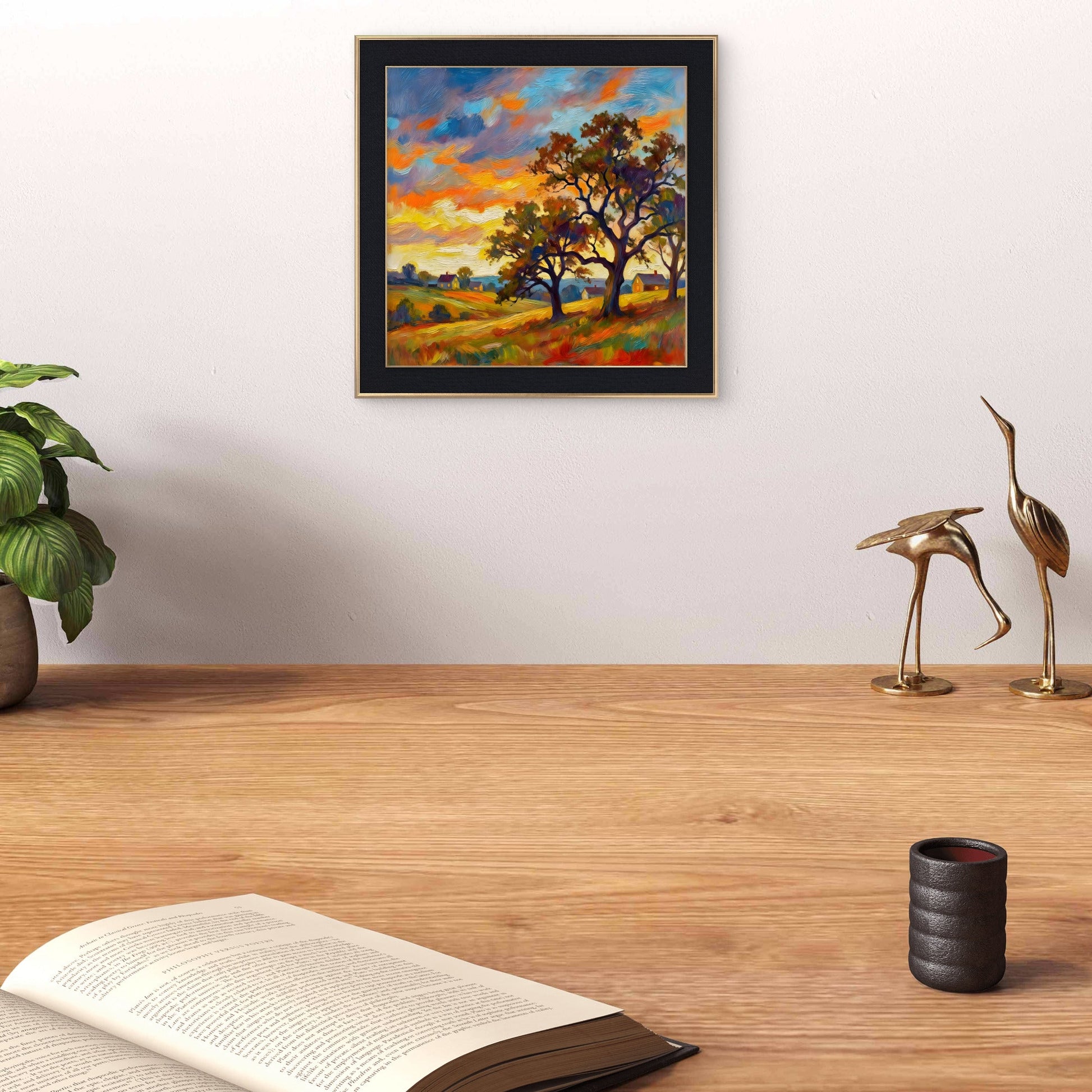 Golden Hour Countryside — Impressionist Oil Painting Print - Byeutifull Art