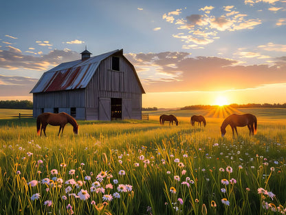 Golden Pasture at Dusk - Byeutifull Art