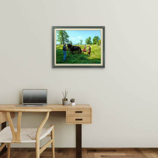 Harvest Under Blue Skies – Early 1900s Horse - Drawn Haying Scene - Byeutifull Art