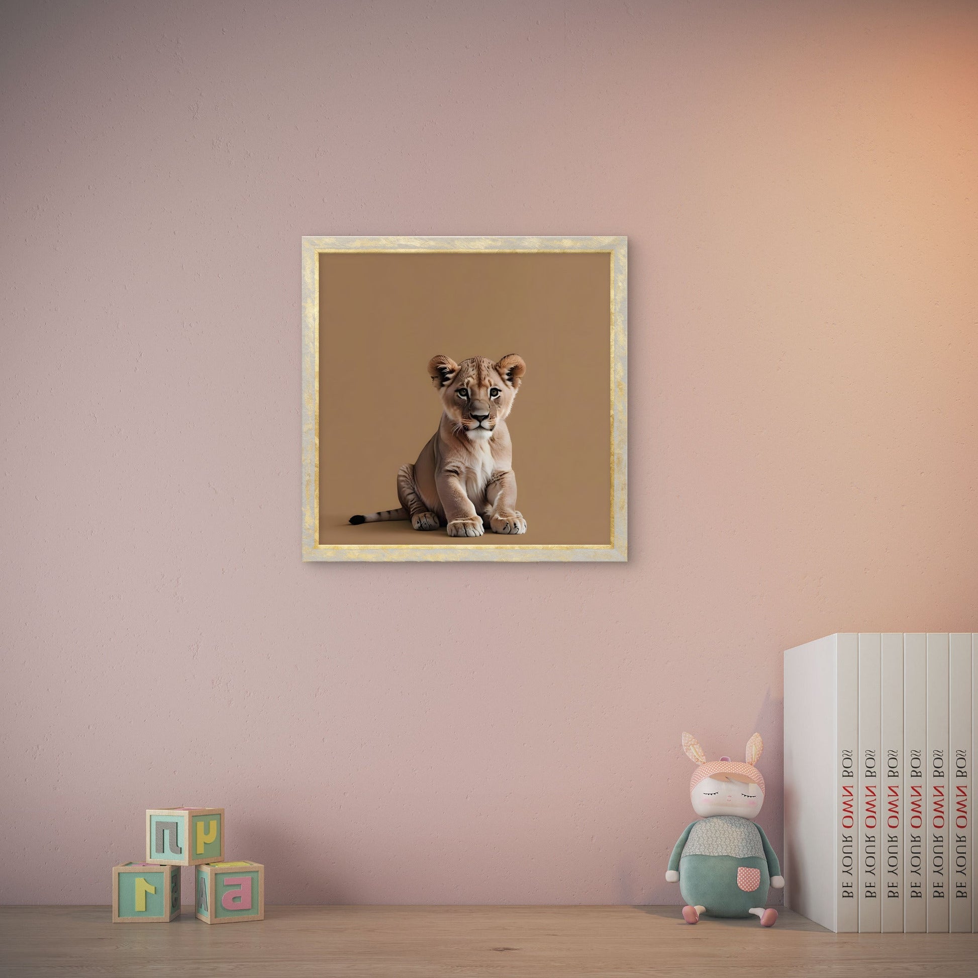 Lion Cub Nursery Wall Art | Minimal Safari Animal Print - Byeutifull Art