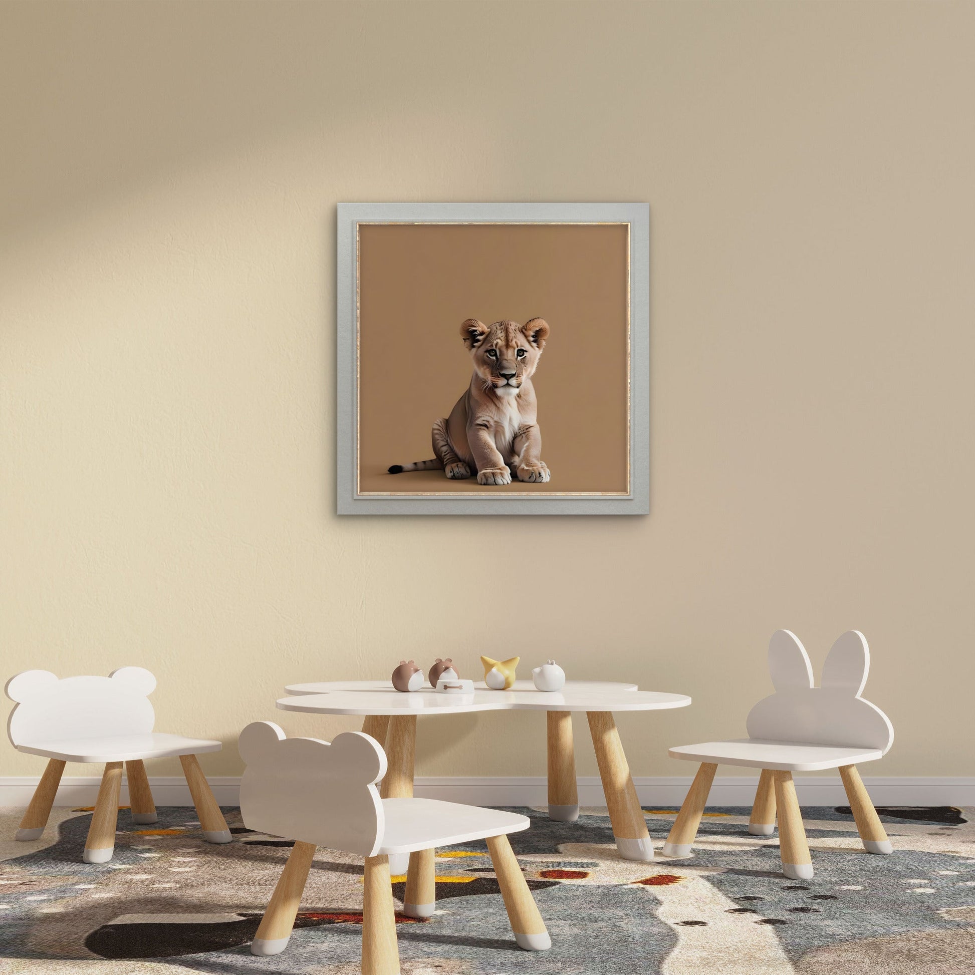 Lion Cub Nursery Wall Art | Minimal Safari Animal Print - Byeutifull Art