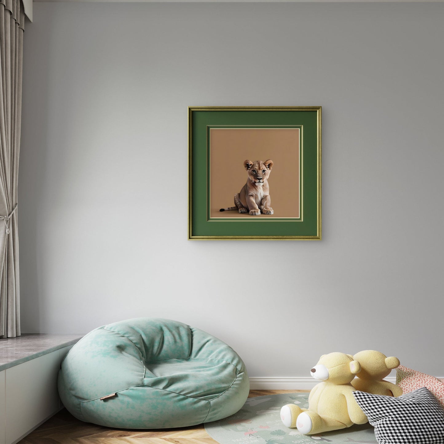 Lion Cub Nursery Wall Art | Minimal Safari Animal Print - Byeutifull Art