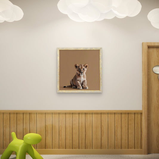 Lion Cub Nursery Wall Art | Minimal Safari Animal Print - Byeutifull Art