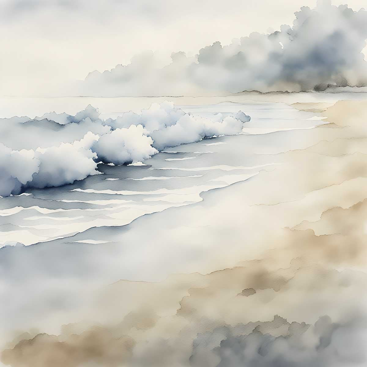 Neutral Coastal Wall Art Set of 3 – Soft Ocean Landscape Prints - Byeutifull Art