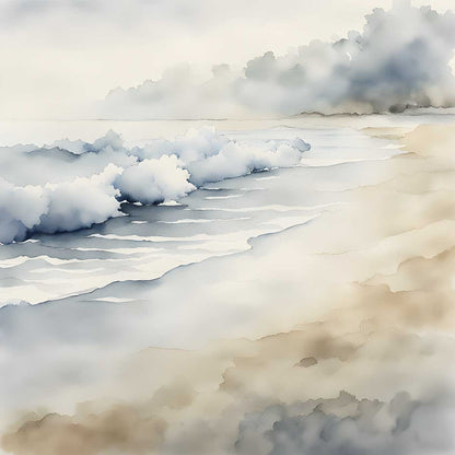 Neutral Coastal Wall Art Set of 3 – Soft Ocean Landscape Prints - Byeutifull Art