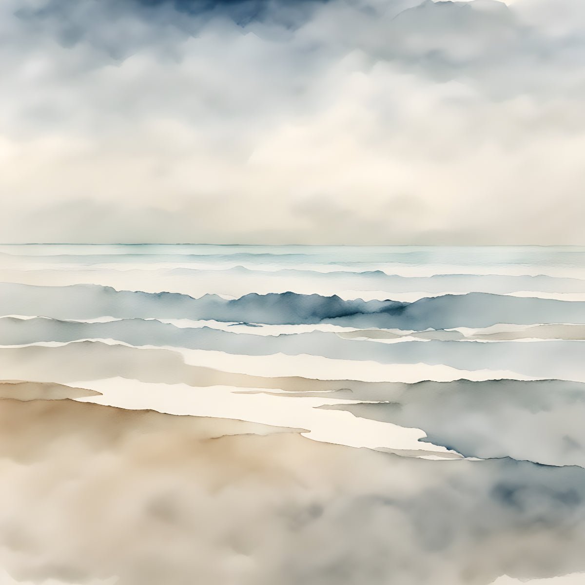 Neutral Coastal Wall Art Set of 3 – Soft Ocean Landscape Prints - Byeutifull Art