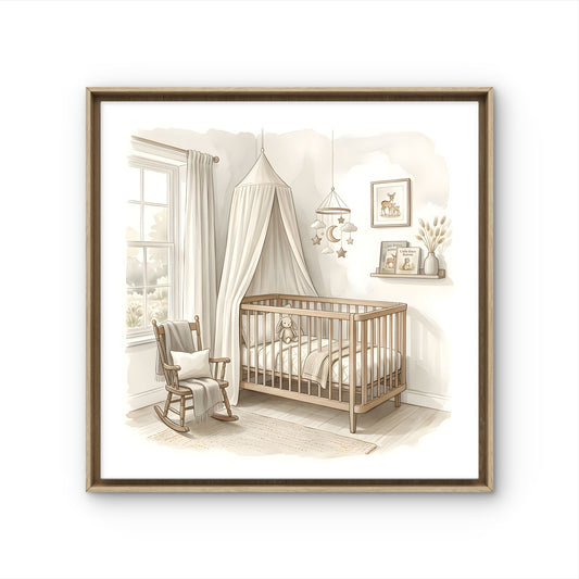 Neutral Nursery Wall Art | Minimalist Baby Room Print - Byeutifull Art