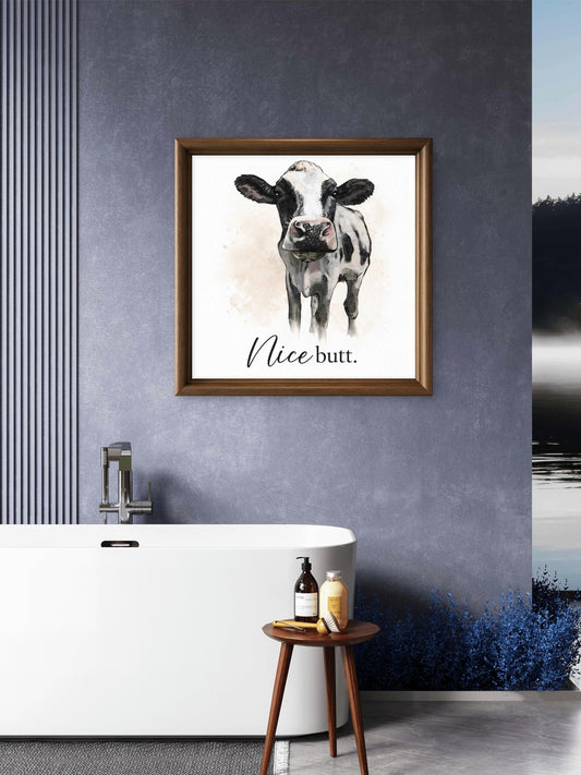 Nice Butt — Funny Cow Watercolour Print - Byeutifull Art