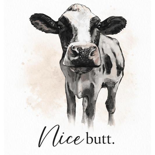 Nice Butt — Funny Cow Watercolour Print - Byeutifull Art