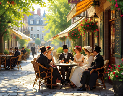 Old Montreal Street Scene Wall Art – Vintage Summer Cityscape Print - Byeutifull Art