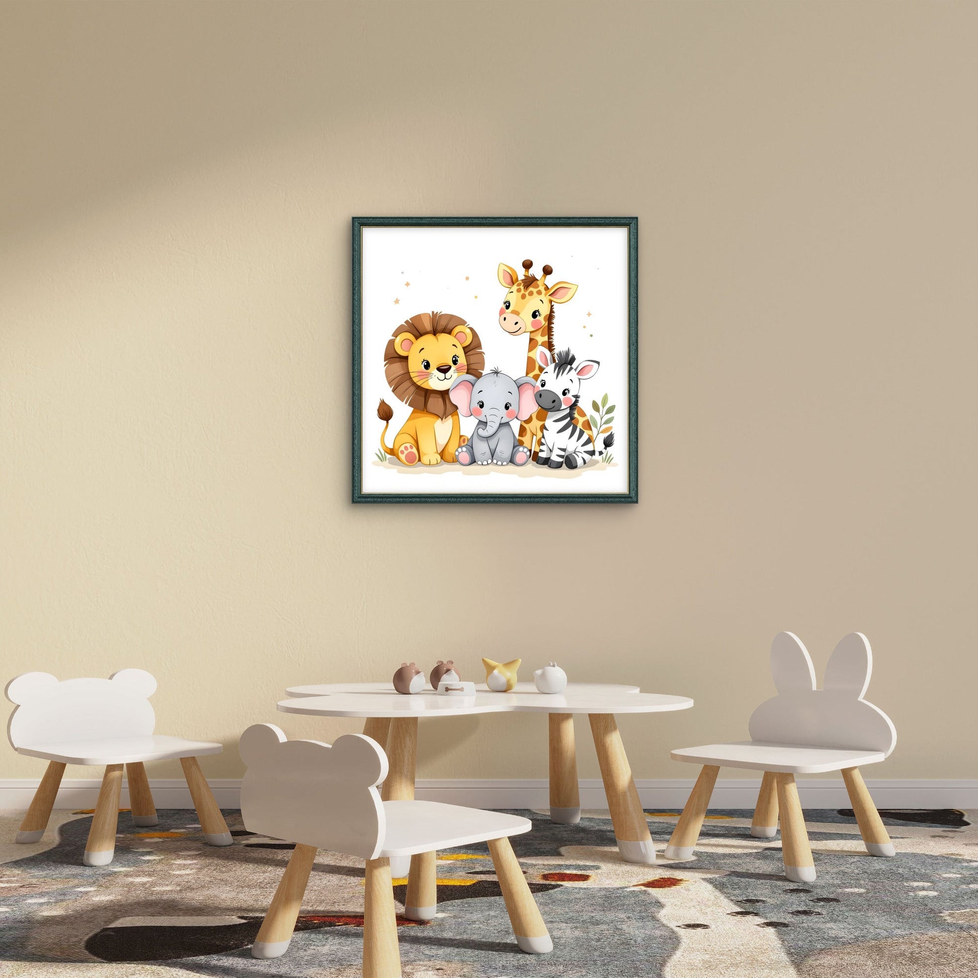 Safari Animals Nursery Wall Art | Cute Jungle Animal Print - Byeutifull Art