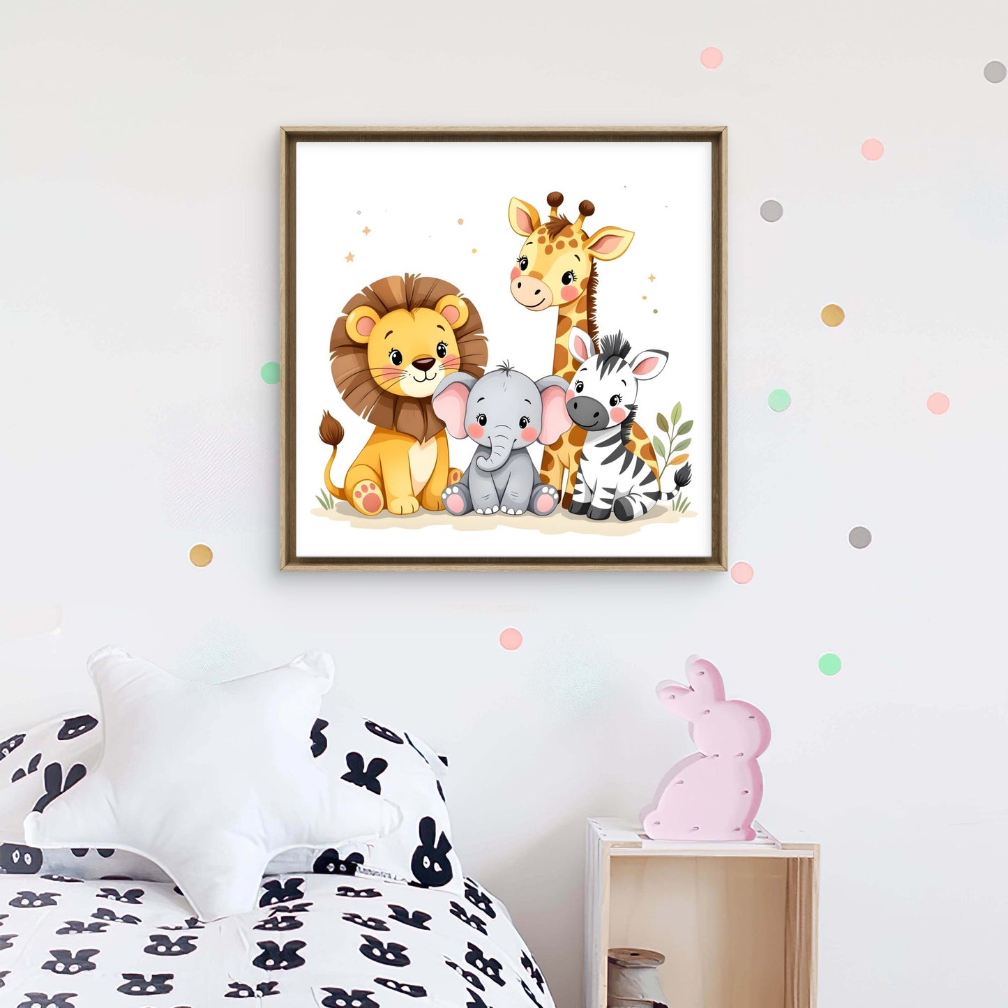 Safari Animals Nursery Wall Art | Cute Jungle Animal Print - Byeutifull Art
