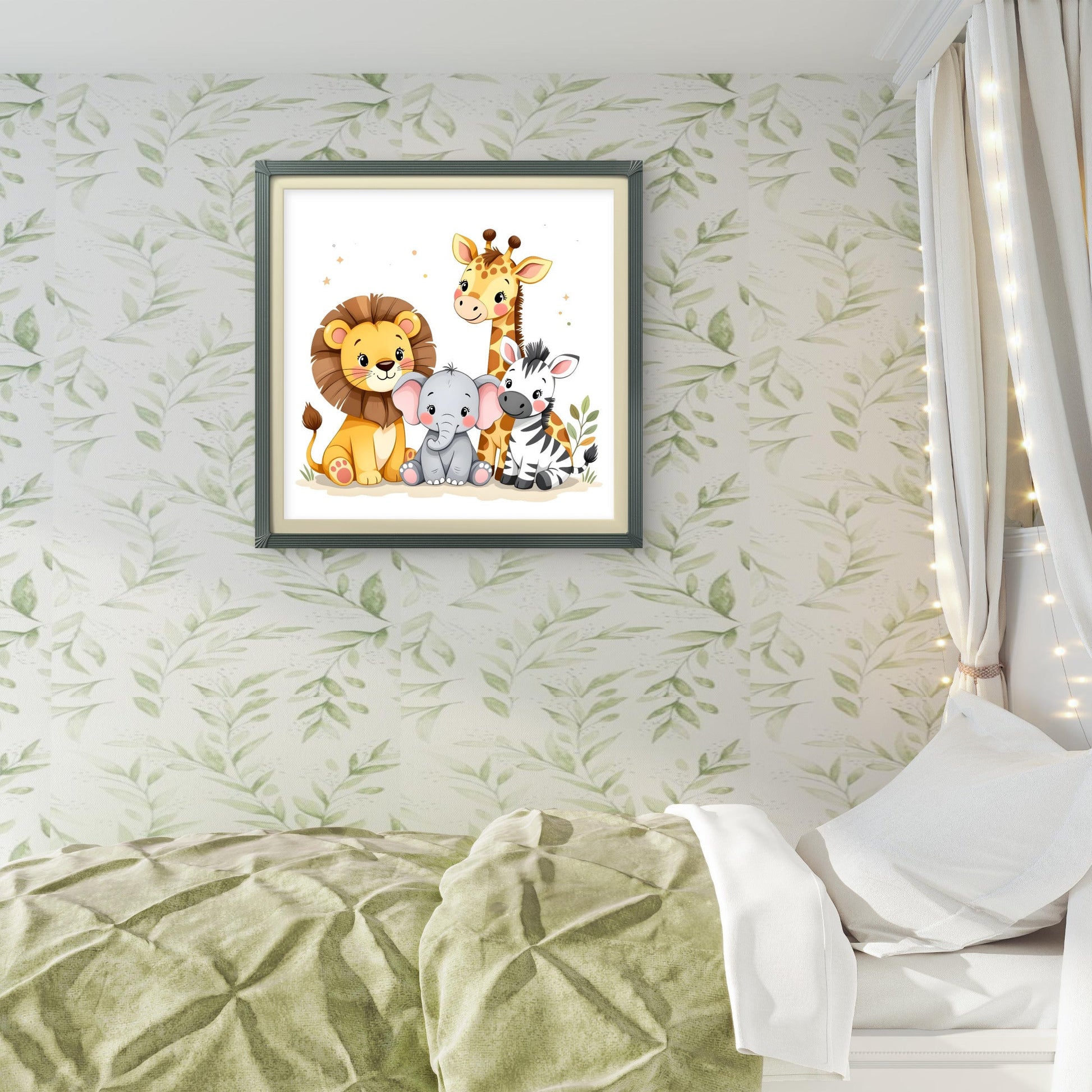 Safari Animals Nursery Wall Art | Cute Jungle Animal Print - Byeutifull Art