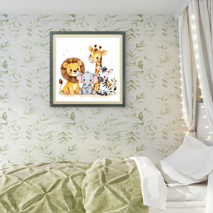 Safari Animals Nursery Wall Art | Cute Jungle Animal Print - Byeutifull Art