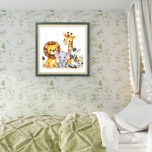 Safari Animals Nursery Wall Art | Cute Jungle Animal Print - Byeutifull Art